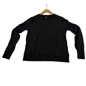 Lukka‎ Lux Black Long Sleeve Activewear Crew Neck Top Banded Hem Small